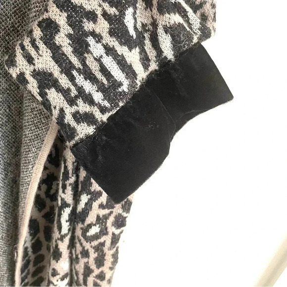 Whimsigoth Leopard Print Longline Cardigan Wool Blend Open Front Knit Sweater  L - Picture 6 of 11